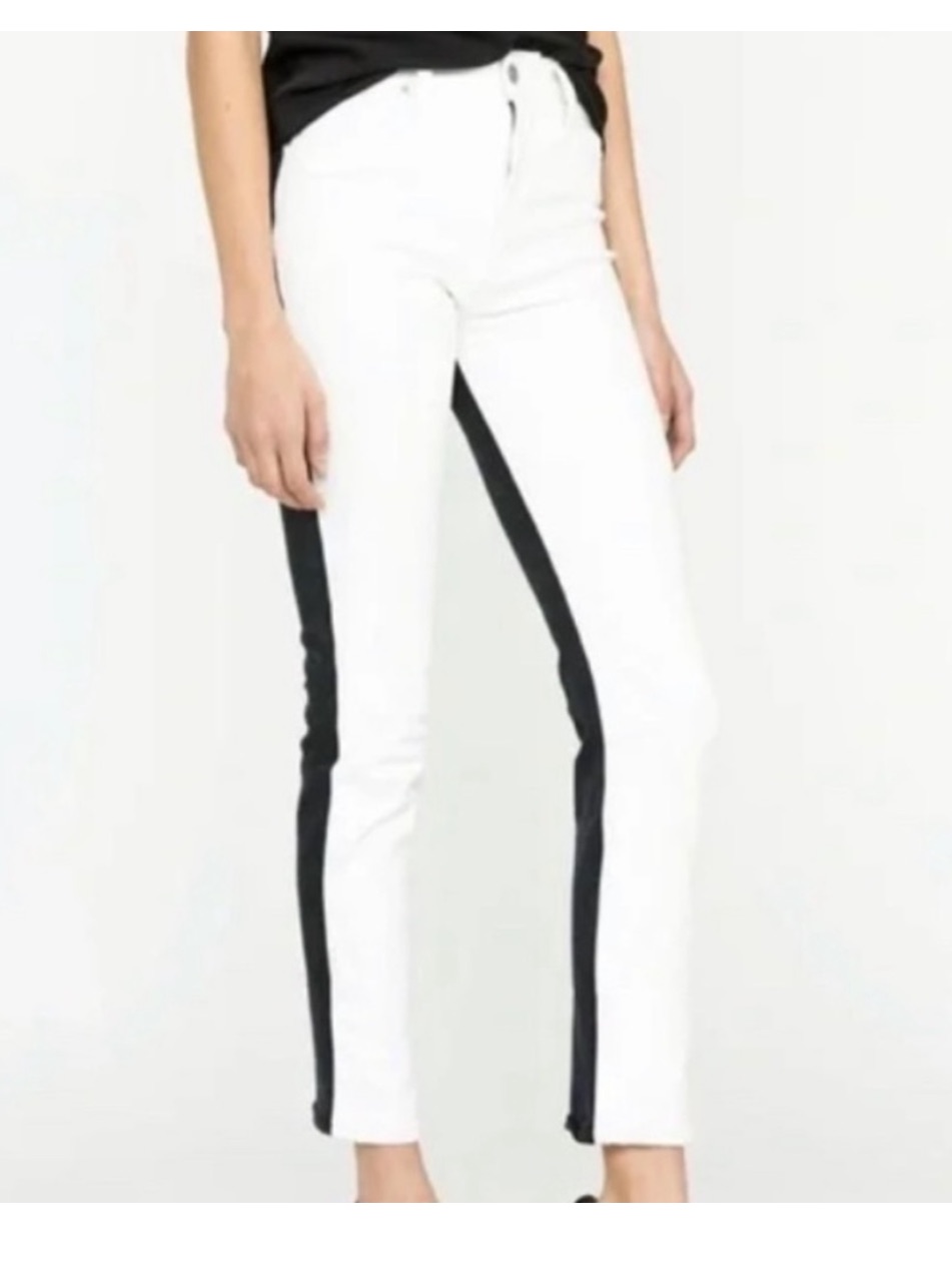 Hudson Barbara Mid-Rise Black And White Skinny Jeans
